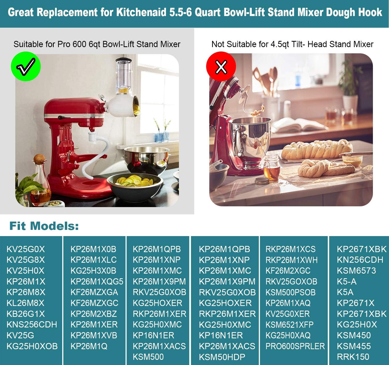 Coated Spiral Dough Hook for K - огляд і ціна Kitchenaid Mixer Pro 600
